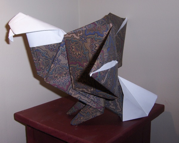  Origami bald eagle folded out of wallpaper by Christine Petrell Kallevig 